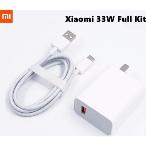 Original Xiaomi 33W Fast Charger Full Kit Type-C Cable For Mi 10 9 10T Lite POCO X3 NFC Redmi K40 Note 9 10 Pro