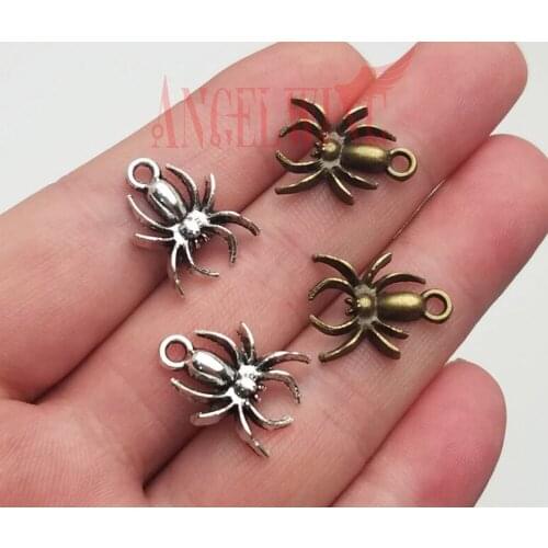 40pcs/lot--15mm, Antique silver plated/bronze plated spider charms,DIY supplies, Jewelry accessories