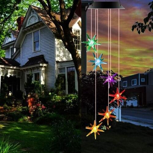 Outdoor Color Changing Solar Wind Chime Light Hanging Light Wind Bell For Home Party Garden Night Decoration Solar Lamp