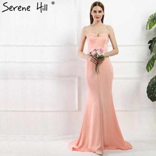 Sexy Peach Low Back Sweetheart Mermaid Evening Dresses 2020 Simple Design Formal Dress Party Longo Serene Hill BLA6214