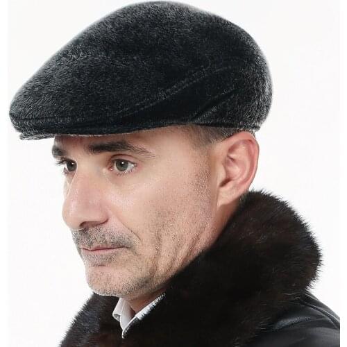 Mens Winter Warm Hat Adult Ear Protection Imitation Fur Hats Male Earmuffs Hat Peaked Cap Students Leisure Hats B-7379