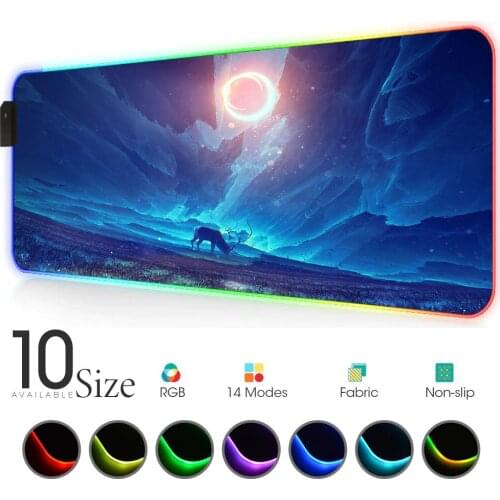 Blue starry sky RGB Mouse Pad Gamer Accessories Large LED MousePad XL Gaming Rubber laptop Desk Mat with Backlit mouse for pc