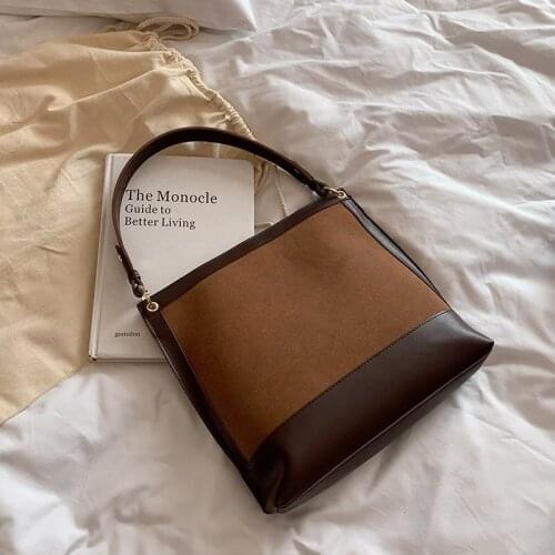 Women Tote Bag Fashion Nubuck Leather Shoulder Purse Luxury Brand Handbag Women Bags Designer Classic Bucket Bags Female Shopper