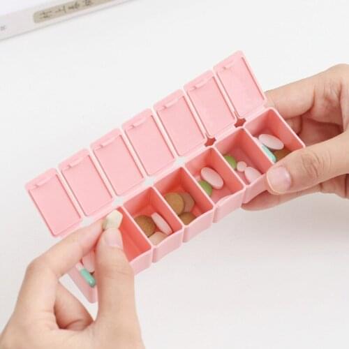 Travel Pill Box Weekly Storage Organizer Container Medicine Tablet Dispenser Freestanding Lattice Plastic Pill Box