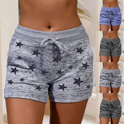 2021 woman shorts Women High Waist Cats Claw Print Drawstring Quick Dry Elastic Sports Shorts Womens Clothing женские шорты