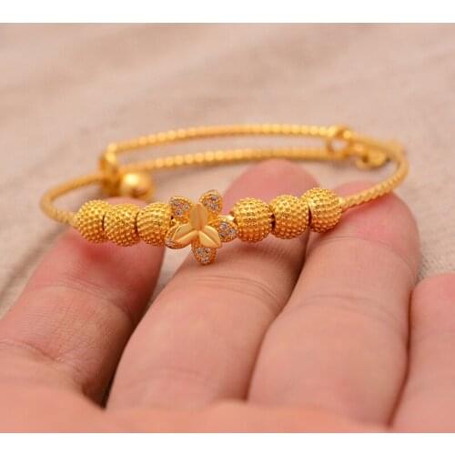 1pcs Ethiopian Arab Africa Jewelry Flower Bangles For Baby / Kids Gold Color Bracelet Circlet Jewelry Children Gifts