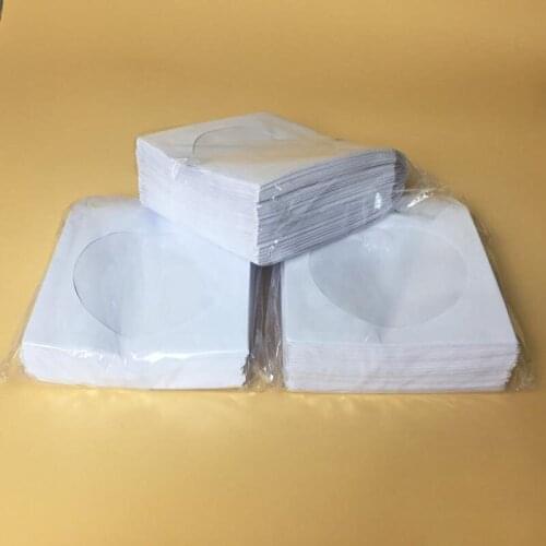 100Pcs Protective White Paper CD DVD Disc Storage Bag Envelopes Flap Data Protection