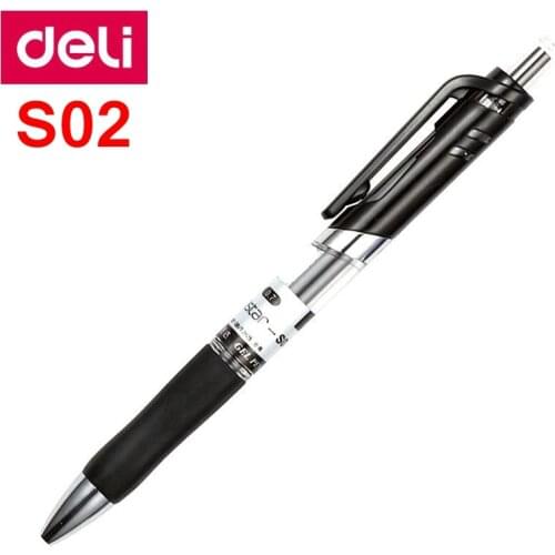 12PCS/LOT Deli S02 press type gel pen 0.7mm roller ball pen gel ink pen black ink color China top brand Deli