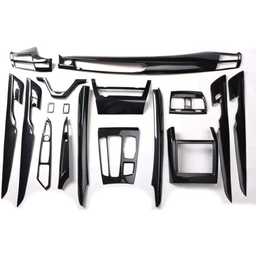 17pcs/set Car Interior Trim For BMW X5 2014-2018 Left Hand Drive Dashboard Door Panel Gear Shift Frame ABS Styling Moldings