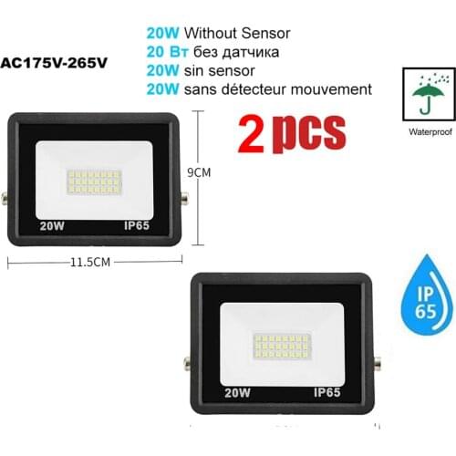 2 pcs 220V 10-100W LED FloodLight Spotlight Exterior Street wall reflector Lamp PIR Motion Sensor lamp Garden Light Waterproof P