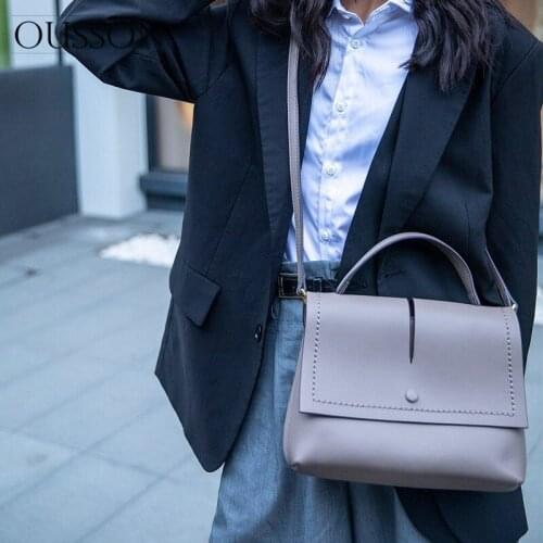 OUSSON 2021 New Design Leather Small Square Tote Handbag Bag Fashion Crossbody Bag Multifunctional Shoulder Bag For Women