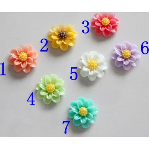 24Pcs 7 color optional Layered Flower Resin Flatback Cabochon Scrapbook DIY Phone Shell /Hair Decoration 18mm 009005021