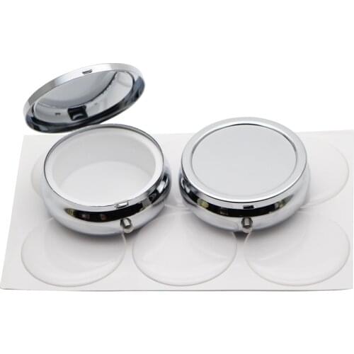 400X 42mm Round Pill Box With Epoxy Sticker-One Compartment Pill Box Organizer Case