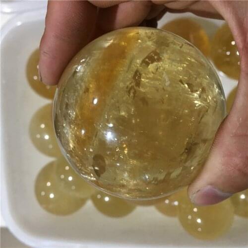 5cm natural quartz crystal yellow calcite crystal energy ball magic healing home decorating Christmas gift