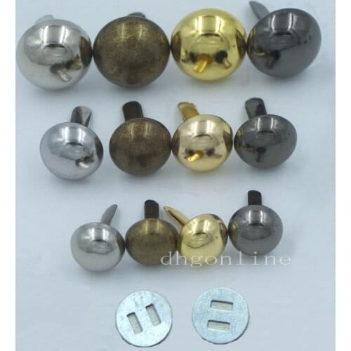 50 Pcs 10 12 15mm Round Purse Handbag Feet Washer Nailheads Stud Spike 3/8" 1/2" 5/8"