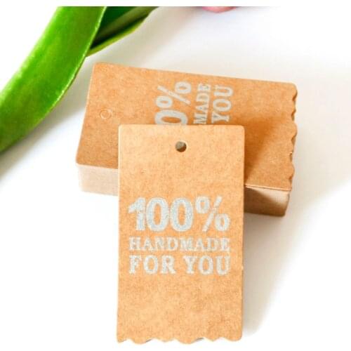50pcs Handmade Kraft Paper Hang Tags with String DIY Gift Packaging Labels Wedding Party Decor Hang Tag Message Card Price Label