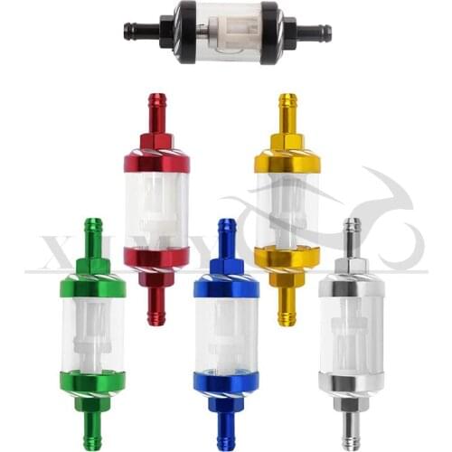 8mm CNC Aluminum Alloy Glass Motorcycle Gas Fuel Gasoline Oil Filter Moto Accessories for ATV Dirt Pit Bike Motocross 6 colors