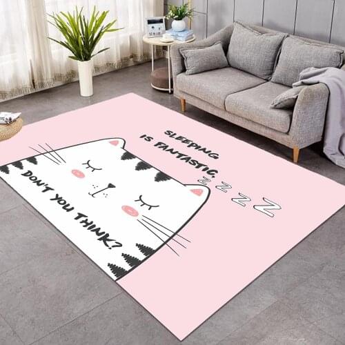 Pink Cat Large Carpets for Living Room Cartoon Animals Rug Floor Mat Exotic Boho Area Rug 152x244cm Modern Nordic Carpet