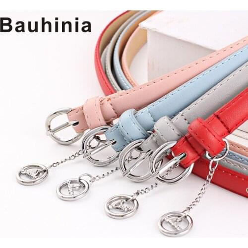Bauhinia brand explosive young student jeans alloy pin buckle circle pendant wild decoration ladies ring belt