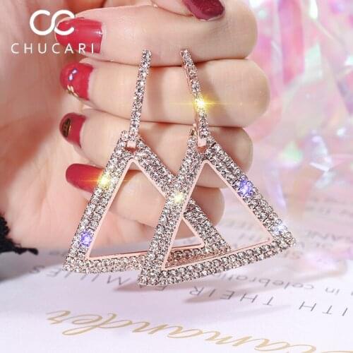 CHUCARI New Creative Jewelry S925 high-grade Elegant Crystal Earrings Round Gold Silver Drop Earrings Wedding Party for Woman