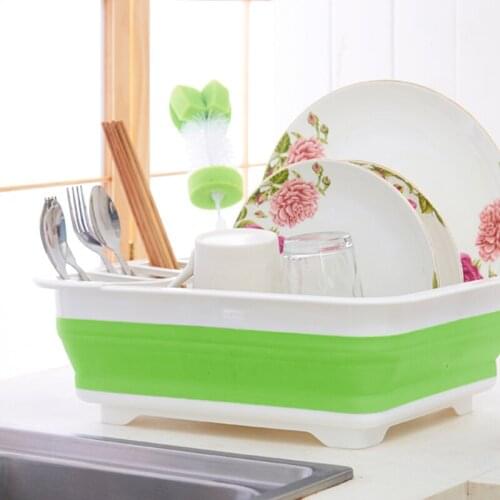 Foldable Dish Rack Kitchen Storage Holder Drainer Bowl Tableware Plate Collapsible Drying Rack Home Shelf Dinnerware Organizer