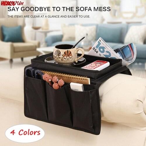 Sofa Armrest Storage With 4 Pockets Holder Tray CouchStorage Bag For TV Remote Control Cellphone Storage Supplies