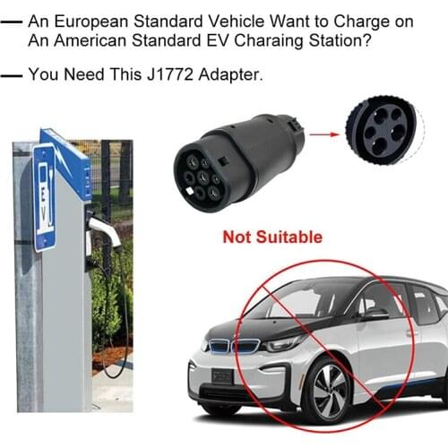 EVSE EV Adaptor 32A SAE J1772 Type 1 to Type 2 Plug EV Adapter Electric Cars Vehicle Charger Charging Connector