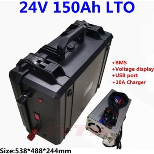 GTK LTO 24V 150Ah 130Ah 120Ah Lithium titanate battery pack with BMS 10S for trolling motor boat ebike scooter+10A Charger