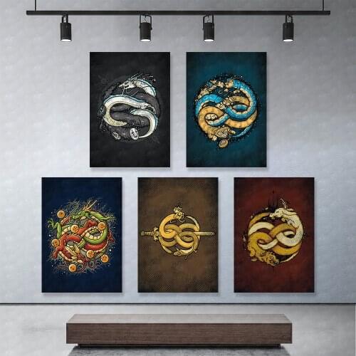 Home Decorative Cartoon Dragon Cool Canvas HD Prints Paintings Modular Colorful Gift Pictures Wall Art Posters Artwork Framed