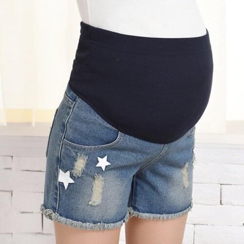 Maternity Short Jeans Hole Pregnant Women Denim Pants Casual Pregnant Women Jeans Pants Stars Patchwork Pregnant Women Shorts