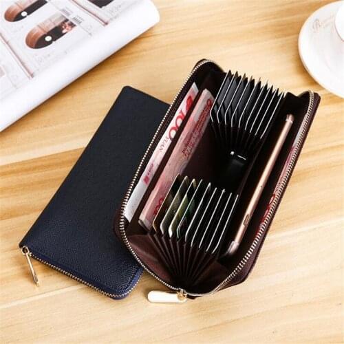 Women Multi Leather Organ Card Wallet Multi-function Magnetically Resistant Unisex Large Capacity Card Phone Passport Holder Bag