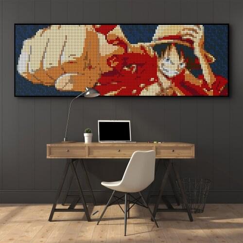 MOC Straw Hat Pirate Pixel Mosaic Art Painting Adventure Anime Figure DIY Bricks Moc Building Blocks Childrens Toys Kid Gift