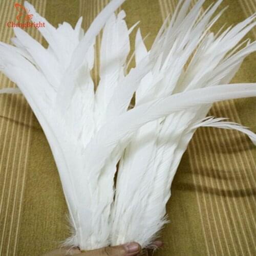 ChengBright New 500PCS Pure White Rooster Coque Tail Feathers For Crafts wedding Decoration Costume Decoration Pheasant plumes