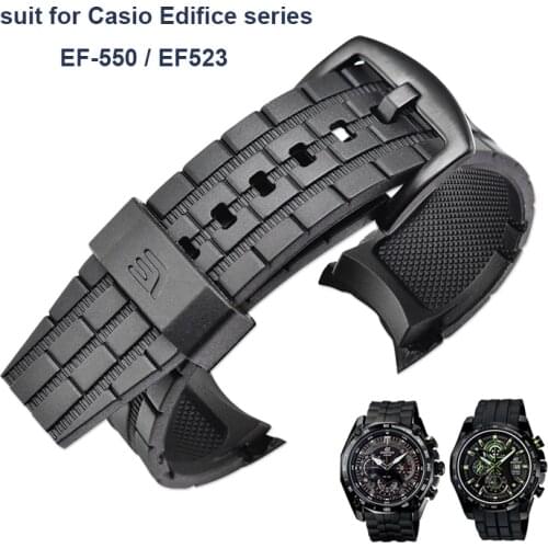 Watch Band Suit for Casio Edifice Series Watch Strap EF-550 / EF523 Rubber Resin Strap Watch