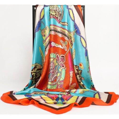 Luxury Silk Shawl Satin Square Scarf For Women Retro Neckerchief Female Hair Bands Headband Print Foulard Hijab Wraps Bandana