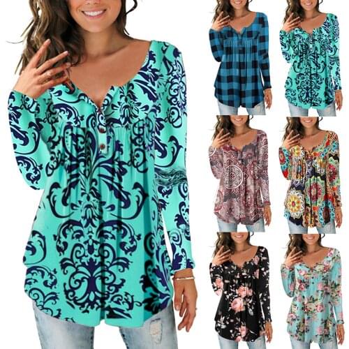 Sexy baby 001 Winter womens clothing casual fashion printed casual button top MCN