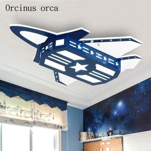 Mediterranean minimalist aircraft ceiling lamp boy bedroom child room cartoon creative protection eye LED fighter ceiling lamp