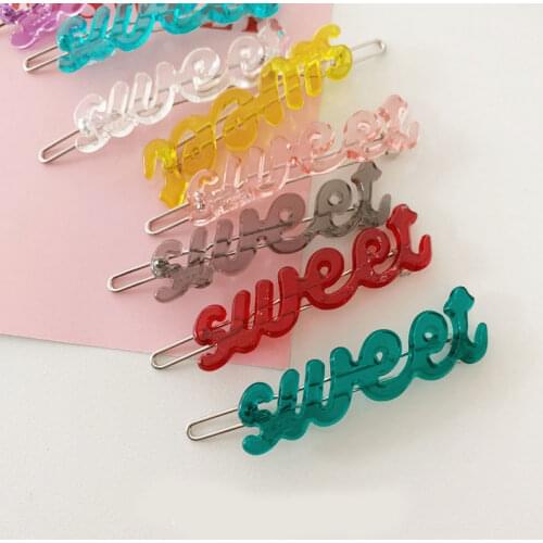 2020 Jelly Transparent Letter Hairpin Sweet Girls Fun Cute Bangs Hair Clips Elastic Fashion Female Side Clip Hair Accessories
