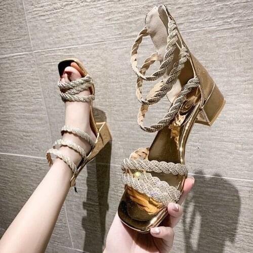 2021 Ladies Sandals Chunky Heel Zipper Roman Shoes Fashionable and Comfortable Solid Color Tapered Heel Women Sandals