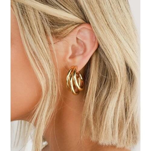 ZHOUYANG Punk Exaggerated Earrings For Women Personality Chunky Gold Color Ear Studs Accessories Wholesale Jewelry Gift KCE056