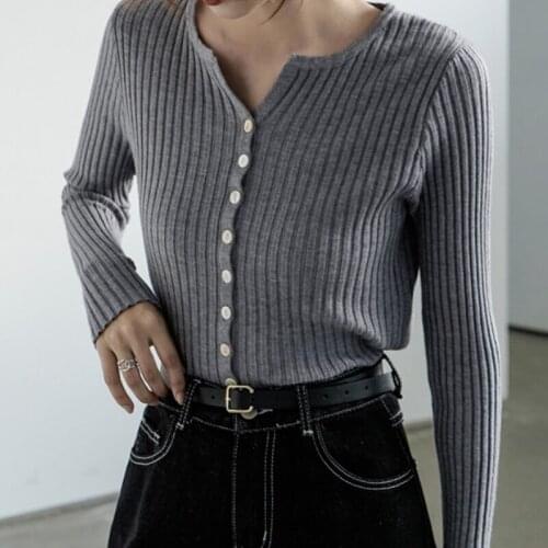 Autumn and Winter Fashion Sweater Women V-neck Sweater Vintage Knit Cardigan Long Sleeve Sweaters Pull Femme Short Coat 16464