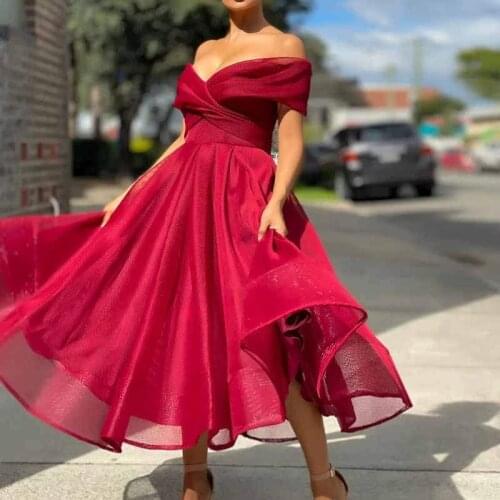 Women Fashion Elegant Off The Shoulder Big Swing A-Line Dress