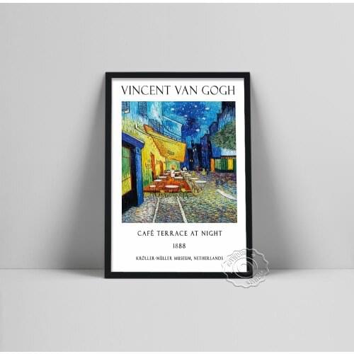 Famous Van Gogh Cafe Terrace At Night Oil Painting Reproductions on Canvas Posters and Prints Wall Art Picture for Living Room