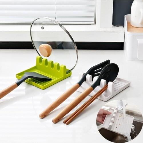 1PC Kitchen Accessories Cooking Tools Heat Resistant Silicone Spoon Rest ladle Utensil Holder Organizer rack Storage PP