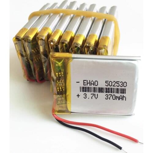 10 pcs 3.7V 370mAh battery 502530 Lithium Polymer LiPo li ion Rechargeable Battery cells For Mp3 GPS PSP mobile electronic part