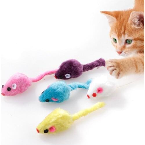 10Pcs Random Colors Pet Cat Furry Toy Small Mice Mini Funny Playing Interactive Toys For Cats Kitten Pet Accessories