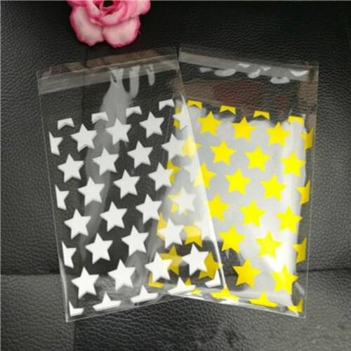 100pcs/set Candy Gift Plastic Cookie Bags White Star Transparent Christmas Wedding Party Biscuits Baking Packaging Bag