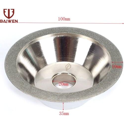 45 degrees 100mm Diamond Grinding Wheel Cup Grinding Circle For Tungsten Steel Milling Cutter 100*20*35*10