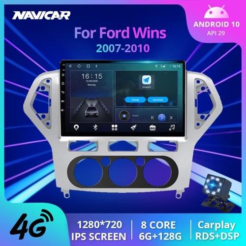 NAVICAR 2Din Android10.0 Car Radio For Ford Mondeo Wins 2007-2010 GPS Navigation Stereo Receiver Auto Radio Bluetooth Player IGO