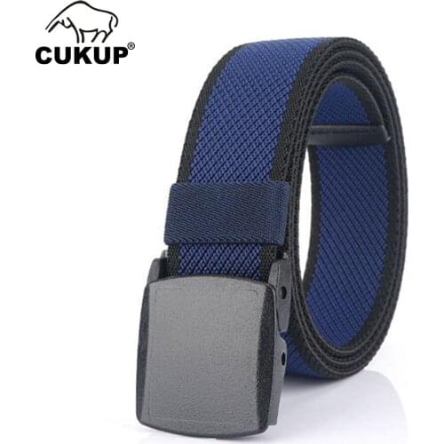 CUKUP Unisex Design Knitting Accessories Quality Nylon Belts Plastic Automatic Buckle Fashion Elastic Belt Many Colors CBCK211